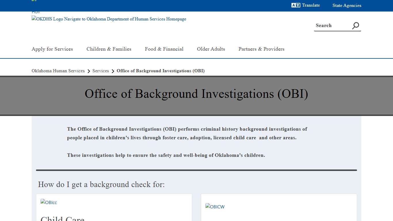 Office of Background Investigations (OBI)
