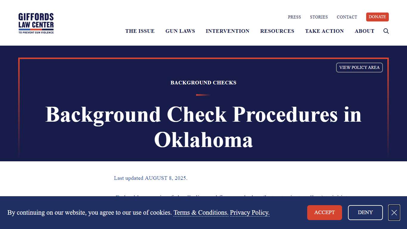 Background Check Procedure Laws in Oklahoma Giffords